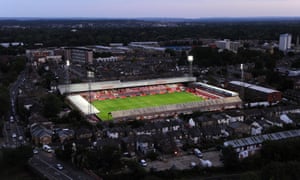 An elevated view of the action at Griffin Park during the last match at the 116-year-old ground.