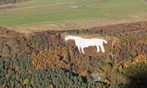 Aerial view of the Kilburn White Horse, North Yorkshire
