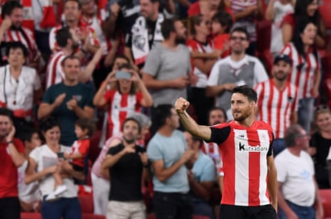 Athletic Bilbao’s Aritz Aduriz celebrates scoring their first goal.