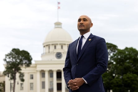 Shomari Figures outside the state capitol in Montgomery, Alabama.