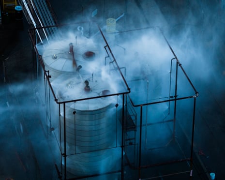 Water is sprayed on a tank that overheated at Melrose’s aerospace plant in Garden Grove, California on 22 May.