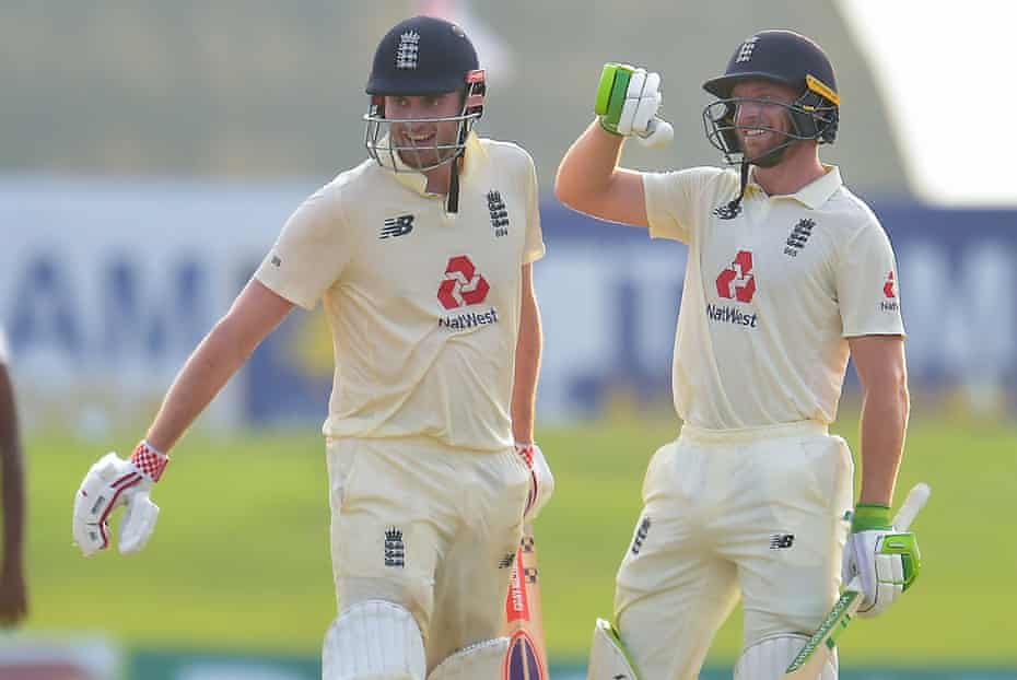 Jos Buttler and Dom Sibley celebrate the win.