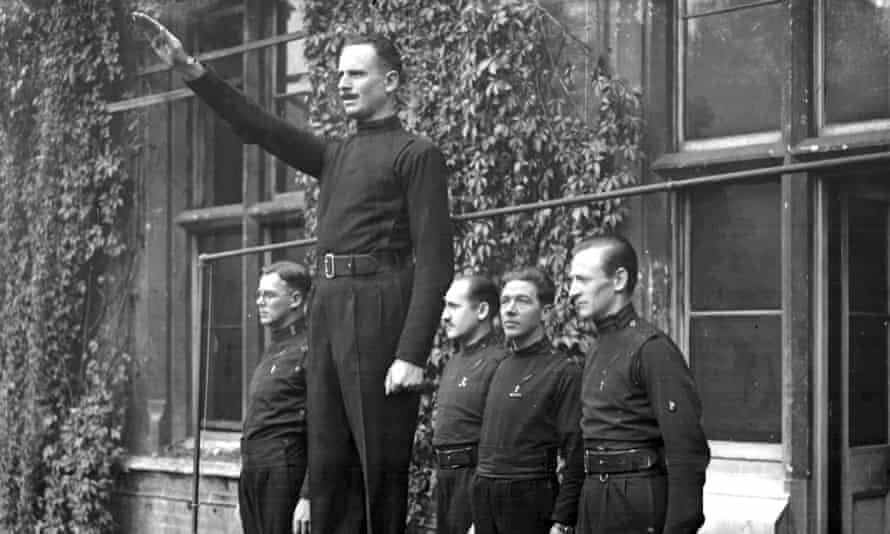 Oswald Mosley, the leader of the Union of British Fascists at a 1933 rally