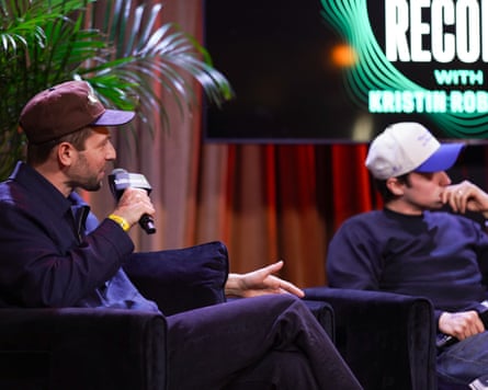The Chaotic Good founders Jesse Coren and Andrew Spelman talking onstage at a festival