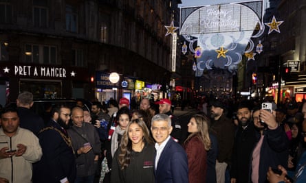 Sadiq Khan switches on the first ever Ramadan lights installation at Piccadilly Circus