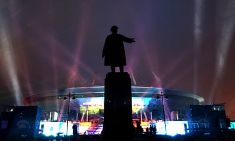 A light show at the newly completed Zenit Arena.