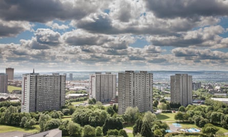 The high-rise flats in Sighthill. All but one of the blocks have now been demolished.