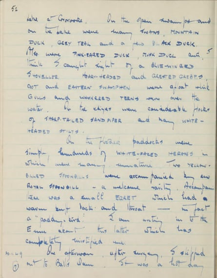 A page from the ornithological Field Diaries of A Graham Brown.