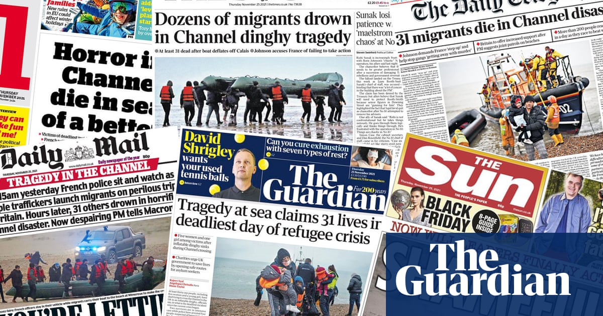 ‘Shameful’: what the UK papers said about Channel tragedy