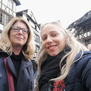 Nathalie Junières (right) with her friend Christine in the Petite France district in Strasbourg.