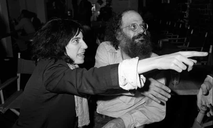 Patti Smith in 1975 at a poetry reading night in New York with Allen Ginsberg