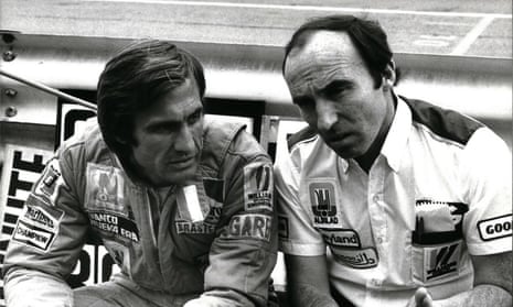 Sep. 09, 1981 - Argentinan formula-one-driver Carlos Reutemann (left) with his team-boss Frank Williams (right)<br>E1210W Sep. 09, 1981 - Argentinan formula-one-driver Carlos Reutemann (left) with his team-boss Frank Williams (right)