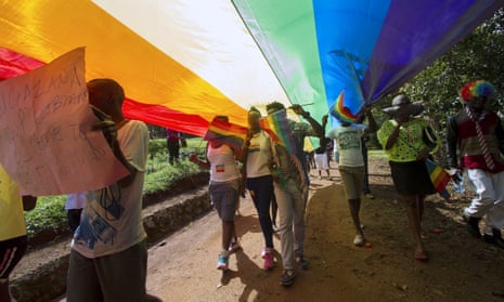 A pride parade in 2015, in Entebbe, close to Uganda’s capital, Kampala. 