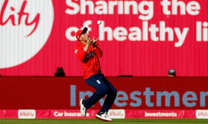 England’s Matt Parkinson takes a catch to dismiss India’s Ishan Kishan off the bowling of Moeen Ali.