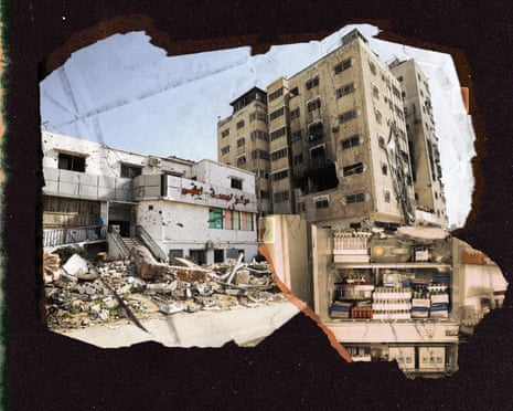 Composite of Al Basma IVF Centre, Gaza's largest fertility clinic which was struck by an Israeli shell.