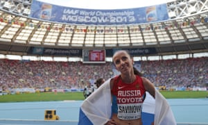 Russia’s Mariya Savinova after winning silver in the women’s 800m final at the World Athletics Championships, Moscow, 2013.