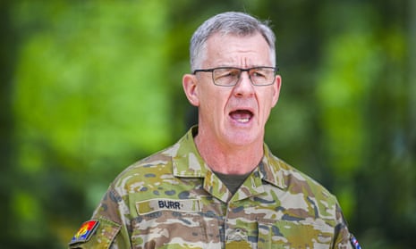 Chief of army Rick Burr speaks to the media in Canberra on Friday