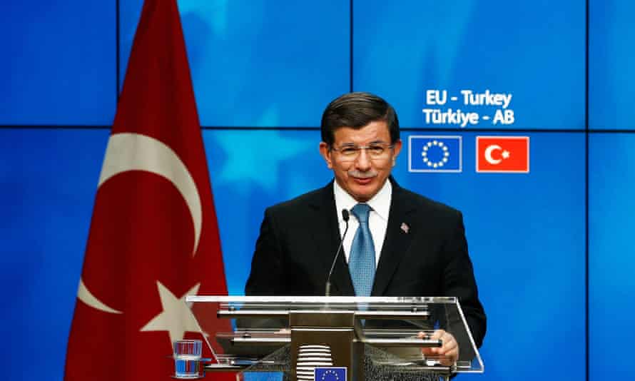 Turkey’s prime minister, Ahmet Davutoğlu, in Brussels