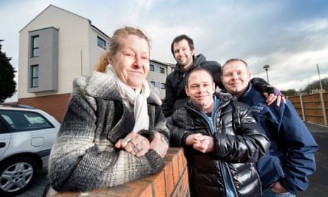 <strong>Residents, and builders, of New Hope Crescent in Bristol, (l-r) Anita West, Danny Heavens, Lee Watson and Alex Kemp-Hall. All are military veterans who were previously homeless. </strong>