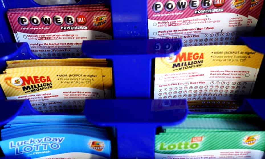 Lottery tickets at a convenience store in Illinois on 6 January 2021.