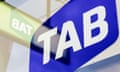 The Tabcorp logo - TAB - against a blue background.