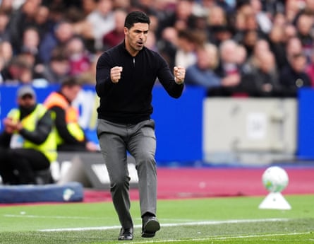 Mikel Arteta’s touchline behaviour annoys opposition fans but he is mostly just encouraging his own team.