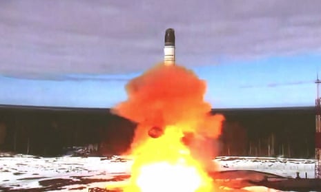 Footage released by Russian Defence Ministry on 20 April, 2022 shows launch of Sarmat intercontinental ballistic missile.
