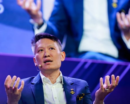 Richard Teng, chief executive officer of Binance, seated on a stage