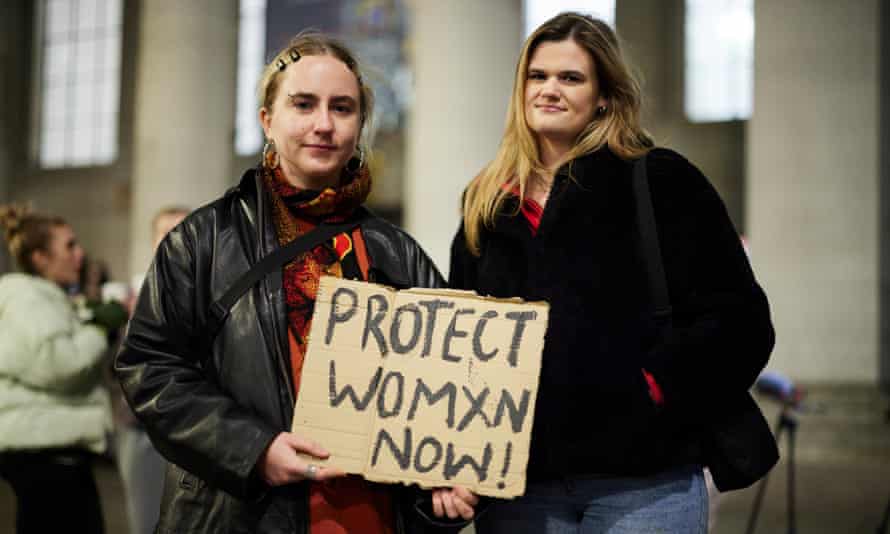 Maisie Porter, left, and a fellow protester, Catherine Clayton.