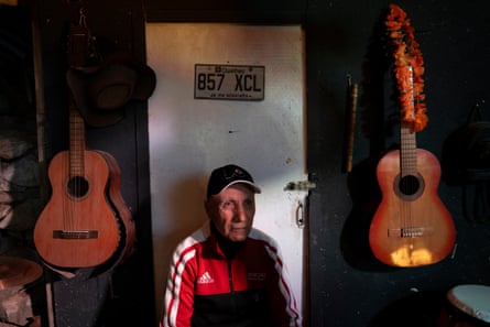 Luis Alberto Gómez, “JM,” poses for a portrait on the stage of La Quinta de los Núñez in Valparaíso, Chil