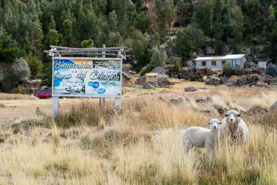 A billboard in Santiago de Okola welcomes visitors to ‘The House of the Dragon’, the large rock formation that is one of the town’s main tourist attractions.