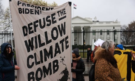 People protest against the Willow project near the White House on 3 March.