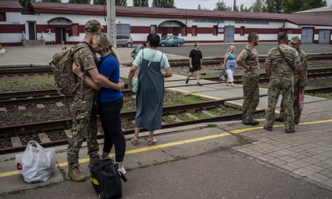 Ukrainian citizens travel by train from Kyiv to Kramatorsk