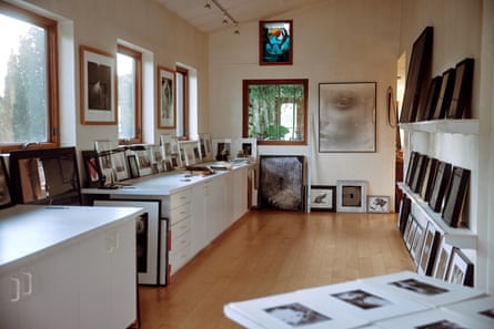 Mann’s print room with work on display