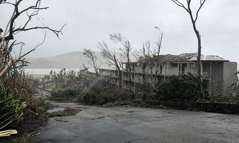 Damaged trees and buildings on Hamilton Island