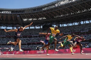 Jamaica’s Hansle Parchment wins the men’s 110m hurdles final at theTokyo 2020 Olympics