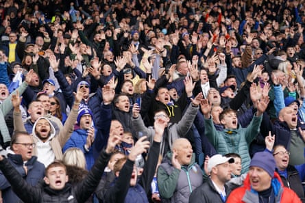 Sheffield Wednesday fans singing during a match against West Bromwich Albion in April 2024.