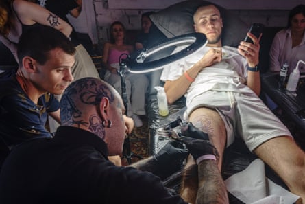 Tattoos being applied at the festival.