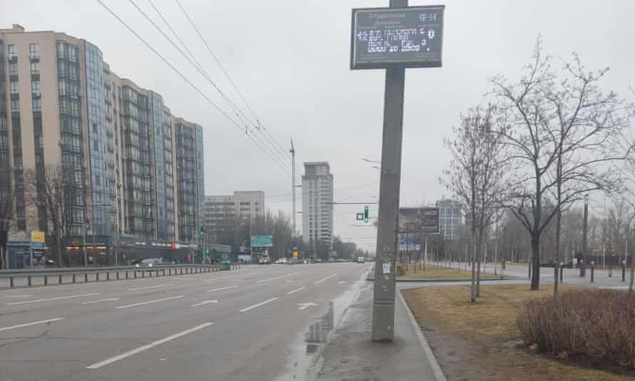 Empty streets in Dnipro on Friday