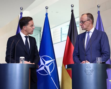 German chancellor Friedrich Merz and Nato Secretary General Mark Rutte hold a press conference at the Chancellery in Berlin, Germany.