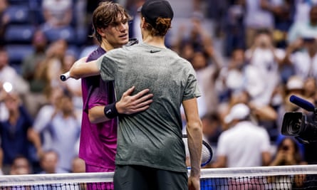 Jack Draper congratulates Jannik Sinner after their US Open semi-final