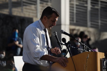 Sam Liccardo, mayor of San Jose, speaks at a vigil the day after a mass shooting in the city.