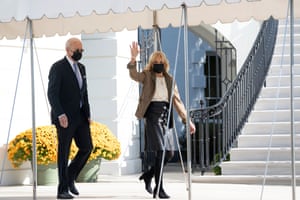 Joe Biden and Jill Biden depart the White House.