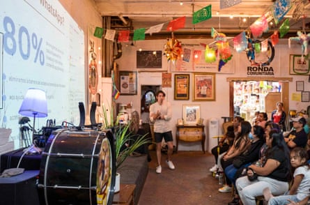 A man gives a presentation