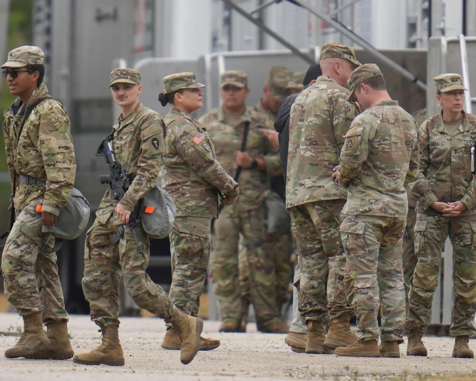 Military personnel with Texas National Guard Patch in Chicago