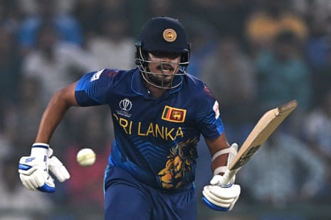 Maheesh Theekshana runs between the wickets
