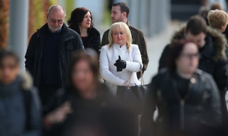 Jenni Hicks, whose two daughters died at Hillsborough, arrives to hear the verdict.