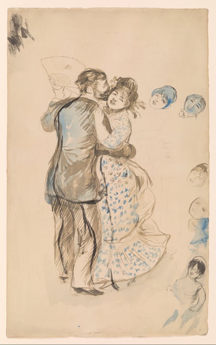 sketch of man and woman dancing as others look on