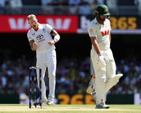 Ben Stokes celebrates after dismissing Michael Neser on day three of the second Ashes Test