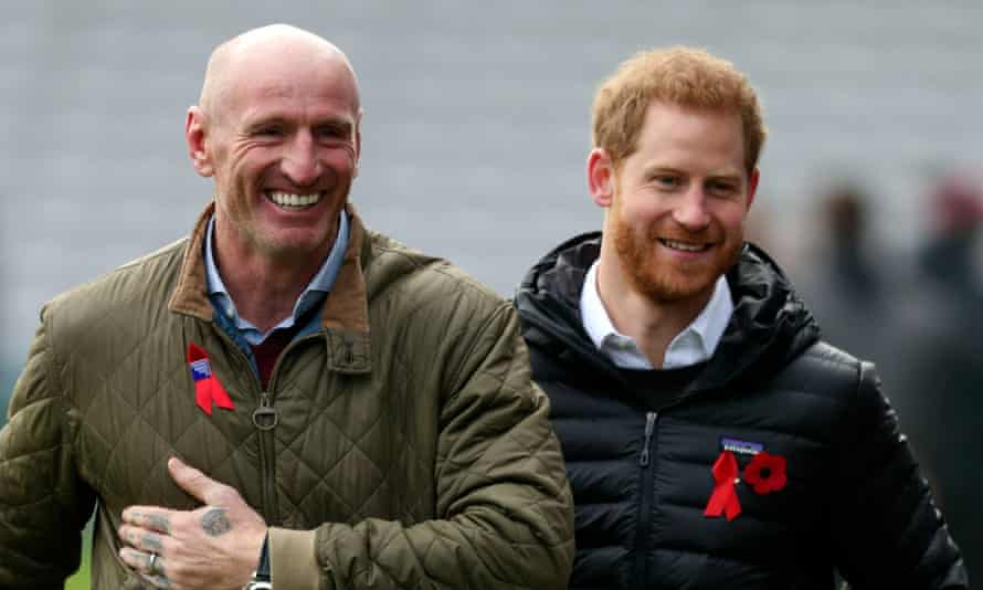 Prince Harry attending a Terrence Higgins Trust event with Gareth Thomas at Twickenham last year